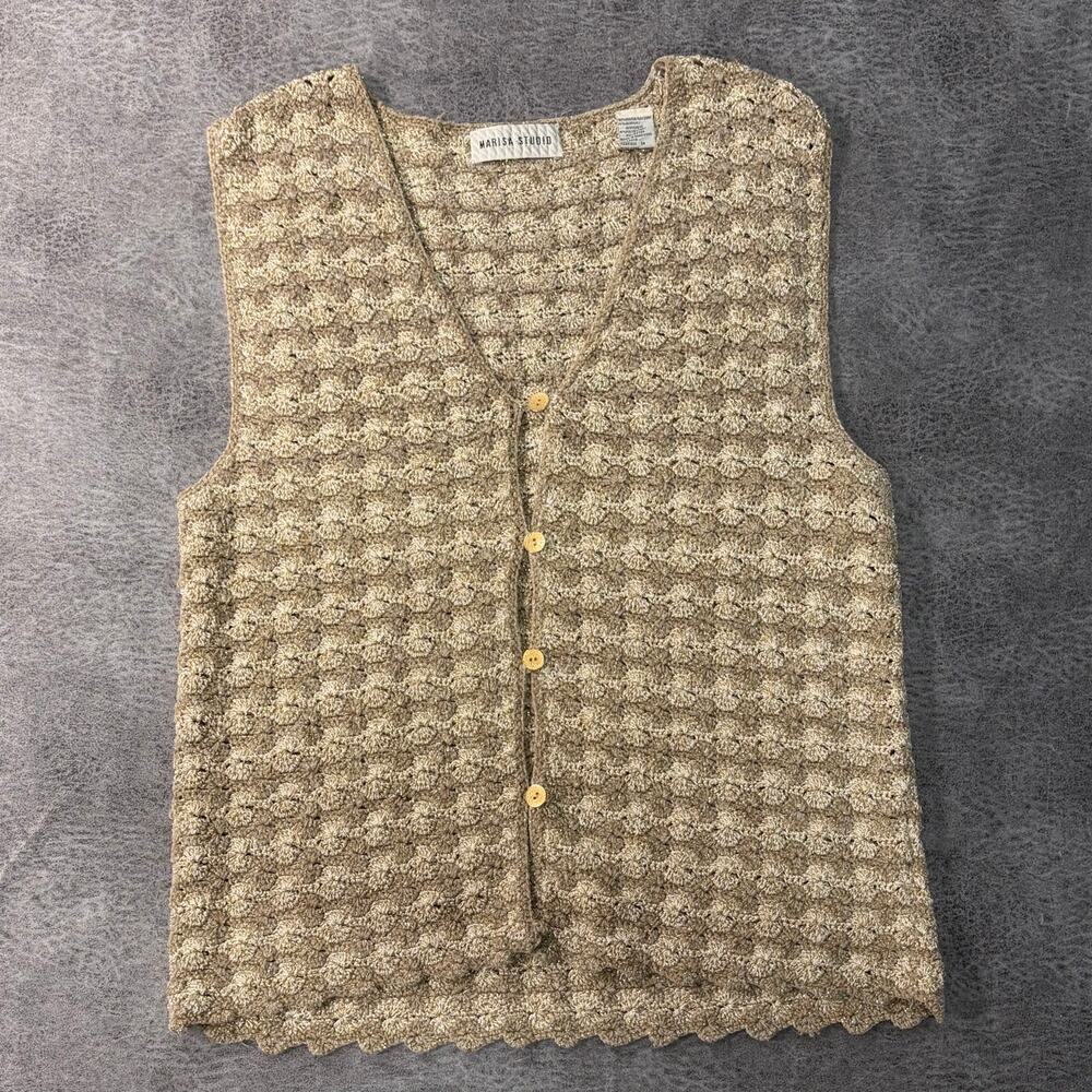 Vintage Gold Knit Cream Sweater Vest
